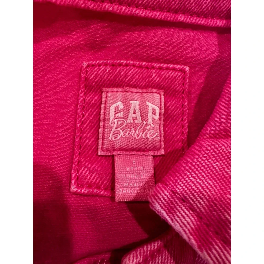 Gap Kids Barbie Pink Denim Jacket Toddler Girls Size 5 Years Puff Shoulder Coat